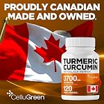 CelluGreen Turmeric Curcumin 3,700mg with Black Pepper Extract — 95% Curcuminoids for Joint Pain Relief & Anti-Inflammatory Support | Curcuma Longa | Non-GMO, Gluten-Free, Made in Canada | 120 Capsules