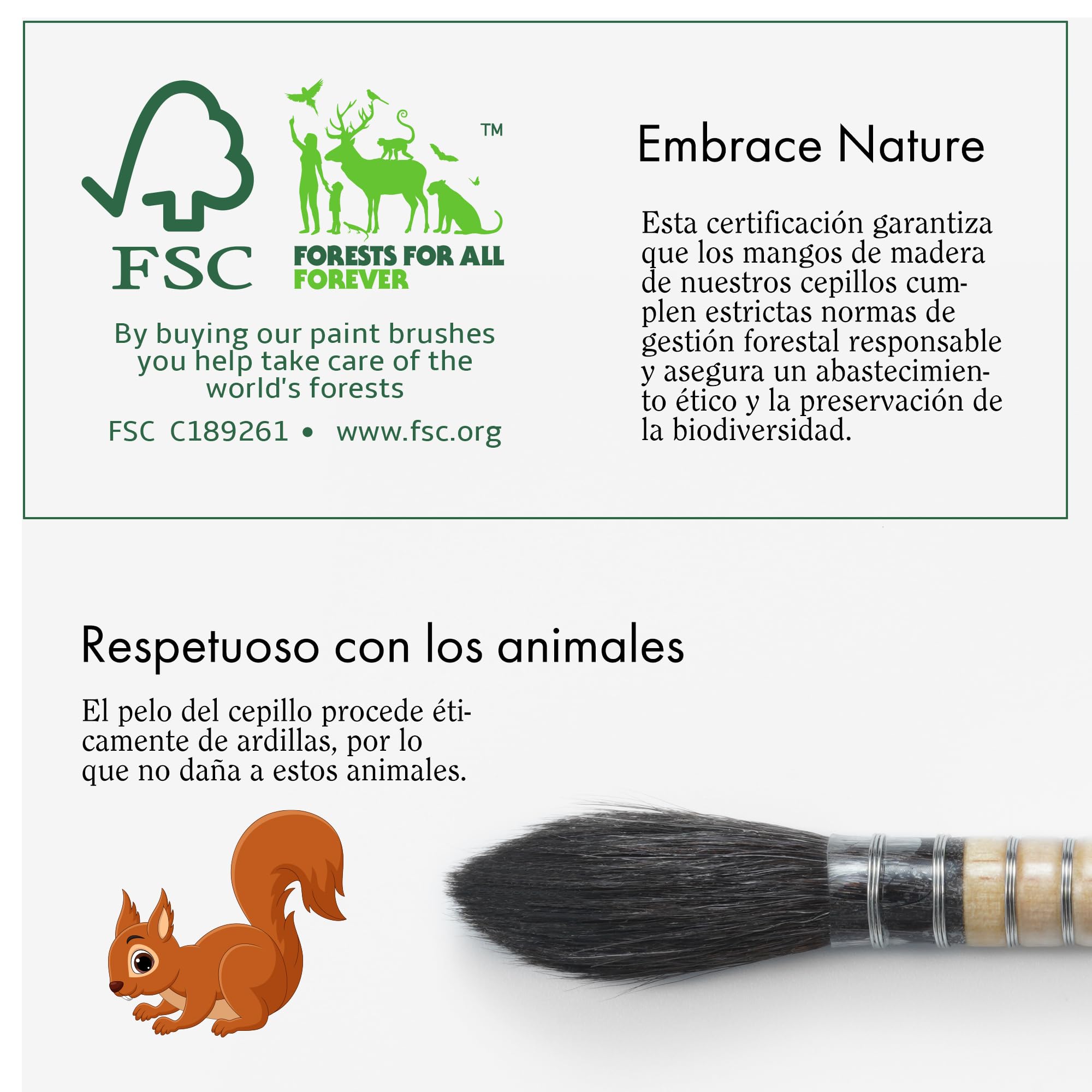 ARTIFY 3 Pinceles Acuarela Pelo de Ardilla Natural Alta Absorción #0, 2, 4 | Hechos a mano por artesanos,Pinceles Redondos con punta fina, Virola engarzada, Mango FSC, Elegante caja de regalo