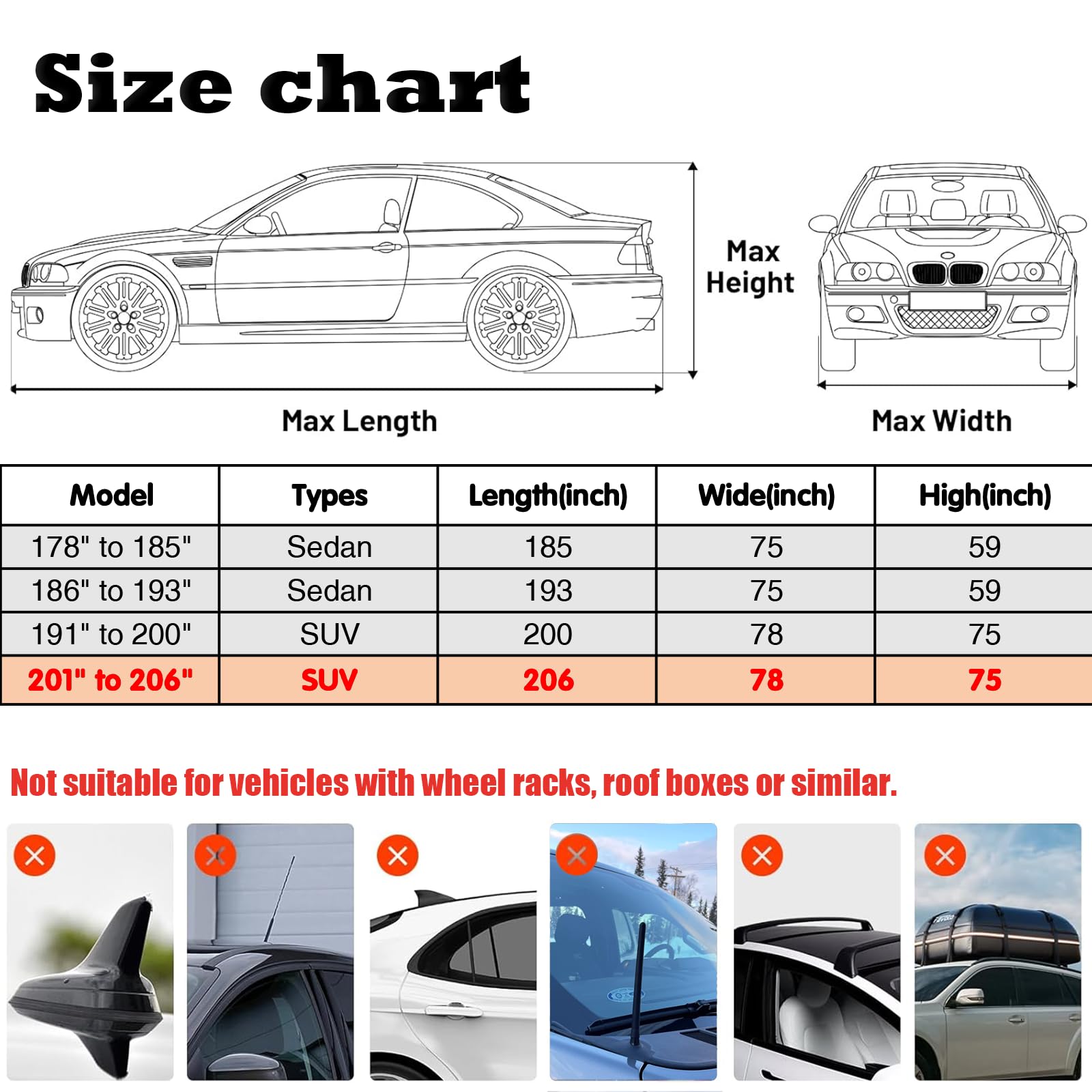 SNKOL 7 Layers Waterproof Heavy Duty Car Covers for Automobiles All Weather Season Anti-Hail UV Protection Snowproof Outdoor — view 7