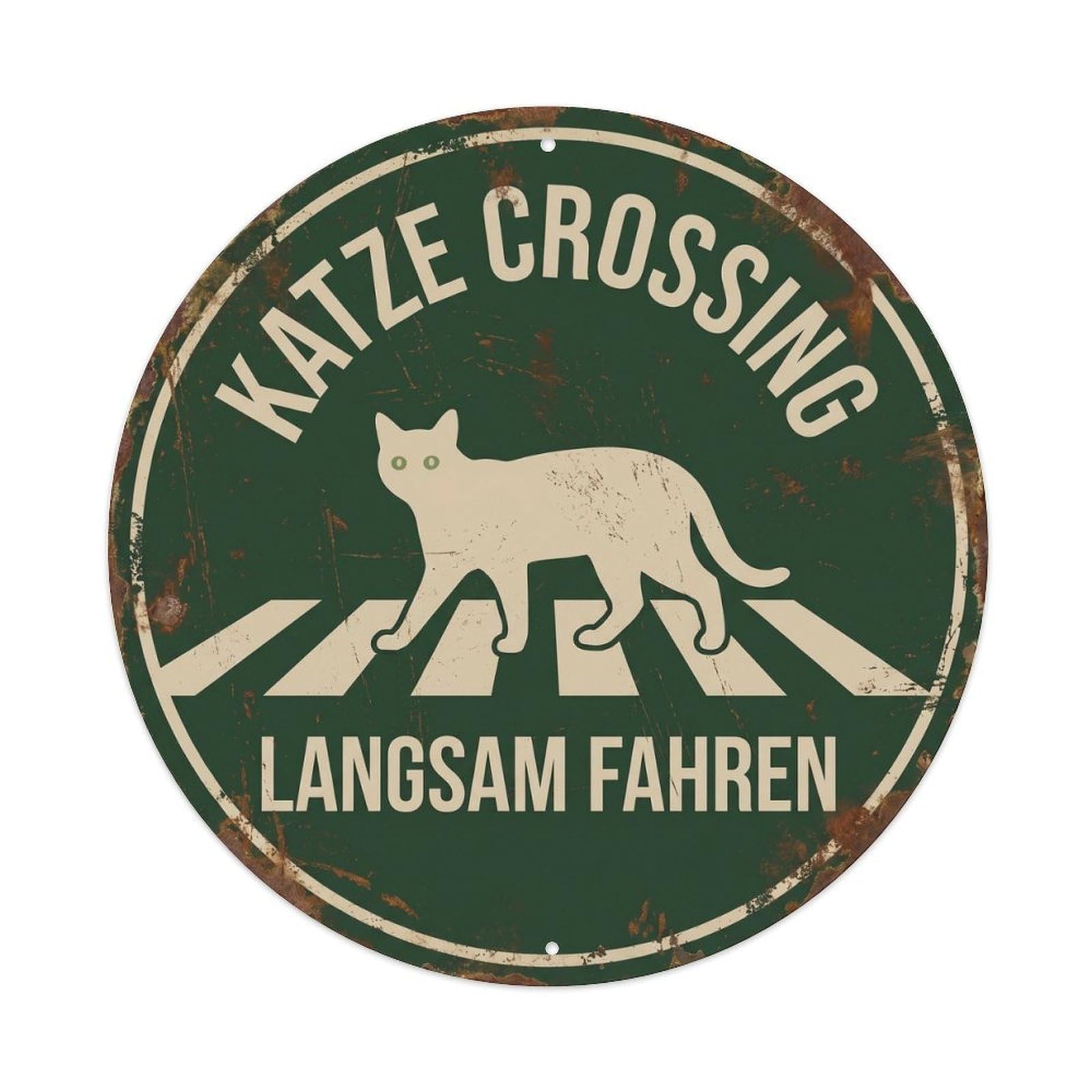 Katze Crossing Langsam Fahren Vintage Metal Tin Sign Plaque Wall Decor for Cafe, Club Bar, Office, Garden Metal Poster 8x8Inch