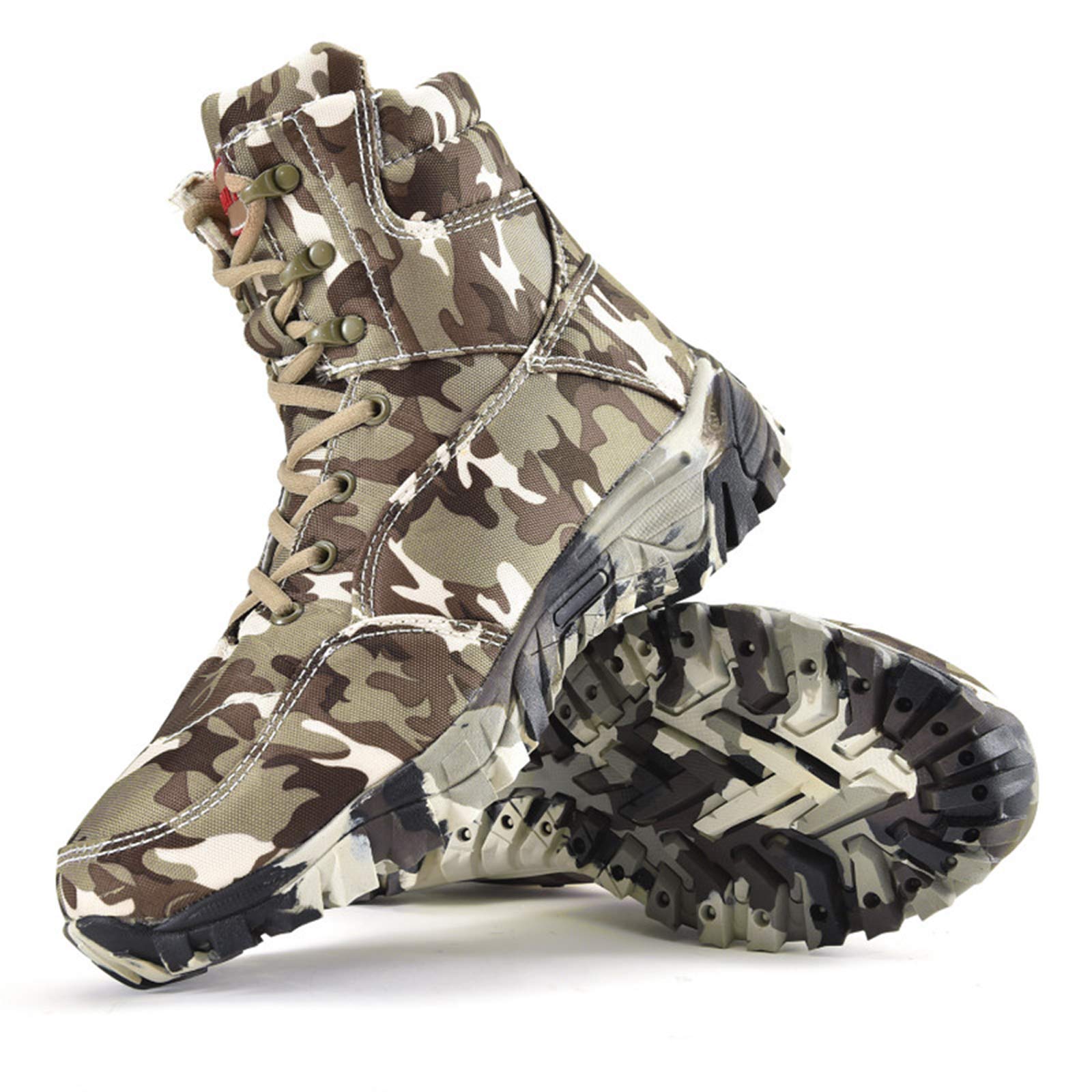 Bottes Militaires Hommes En Cuir - Style Combat Désert, Semelle épaisse Antidérapante - Pour Randonnée Et Quotidien