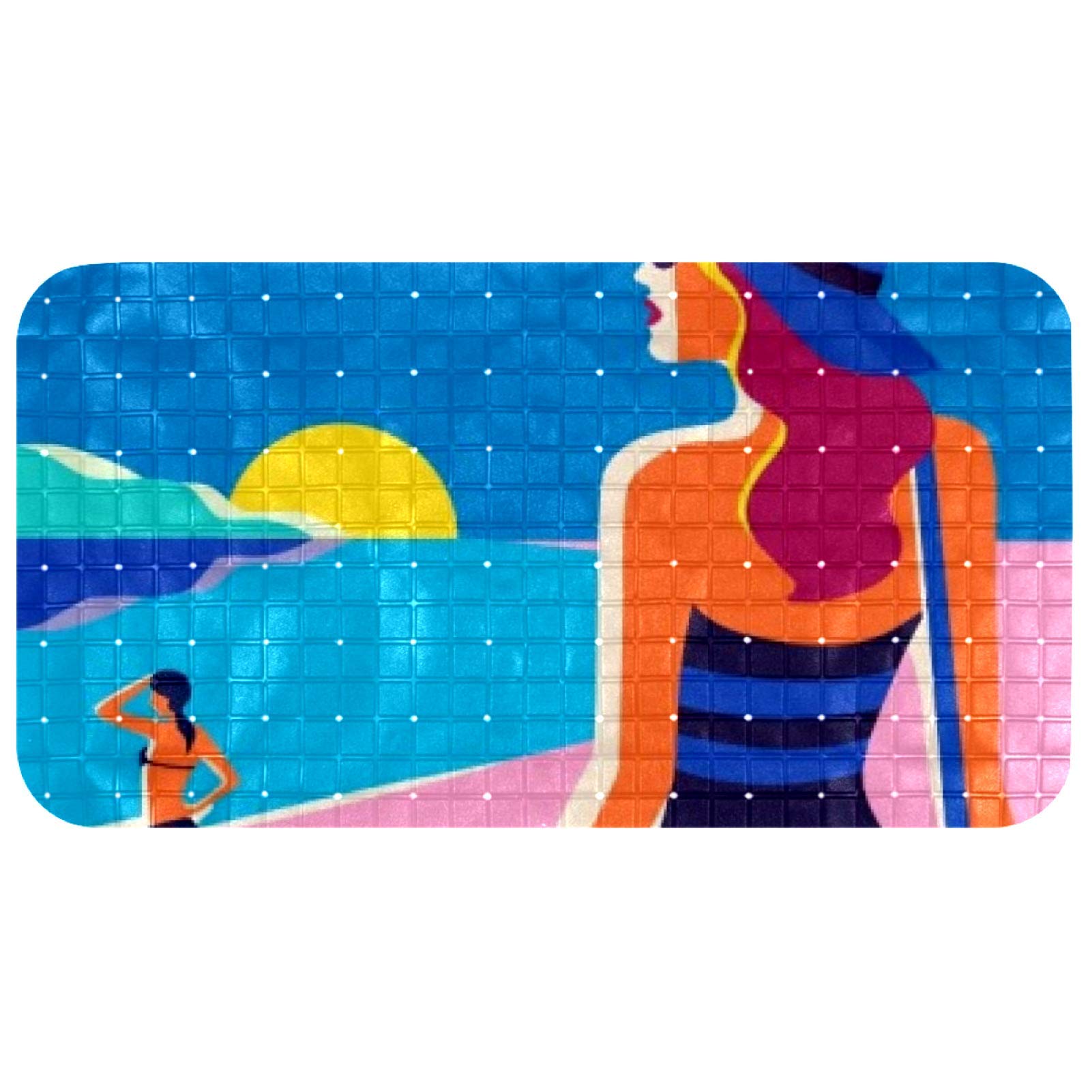 Tapis de salle de bain sain sans latex ni BPA motif Beach Girl 37,3 x 68,3 cm