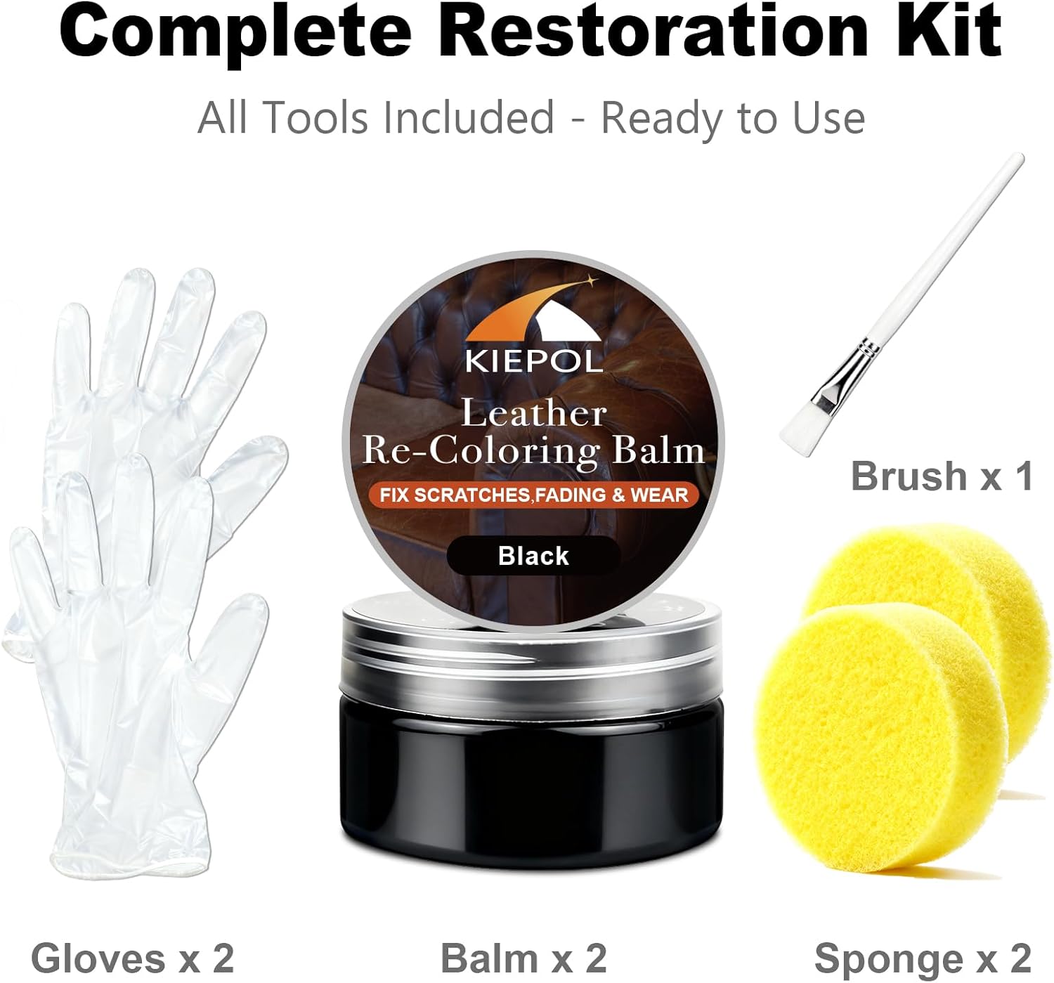 Black Leather Repair Kit, Black Leather Recoloring Balm, Leather Dye - Restore & Renew Scratch, Faded and Aged Leather & Vinyl Couches, Boots, Car Seats or Leather Furniture - Image 6