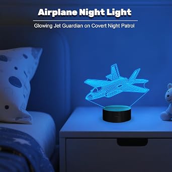Fighter Jet Night Light, Airplane Jet Gifts ,War Thunder 3D Illusion Lamp with with Remote Control 3D PLane Illusion Lamp for Room Decor, Gifts for Birthday Xmax Entry Graduation for Men Boy Kids [Energy Class G]