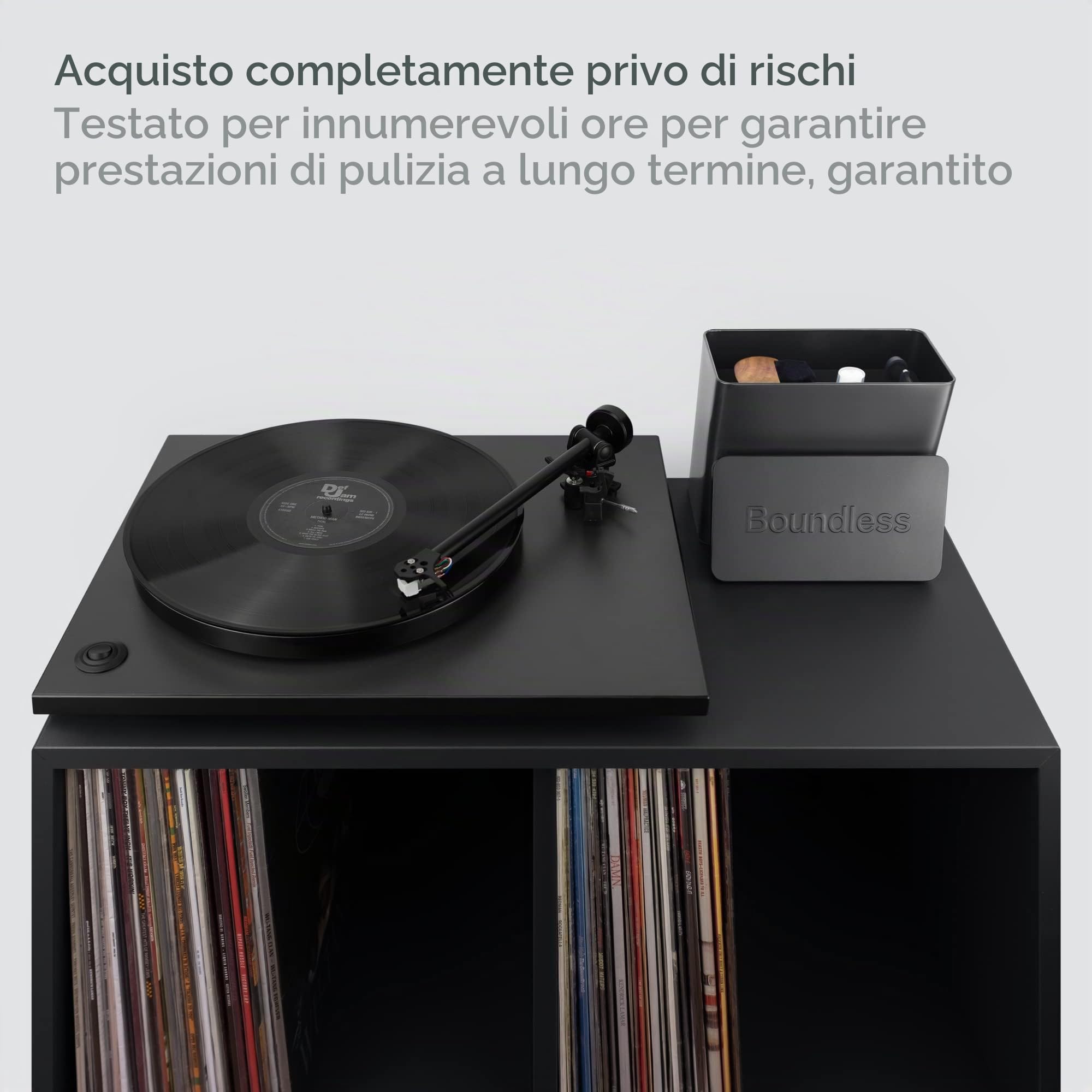 Boundless Audio Kit per la pulizia dei dischi – Kit 5 in 1 per la pulizia dei dischi in vinile, include spazzola in velluto, pennello per pennino, soluzione per la pulizia dei dischi, spazzola per la