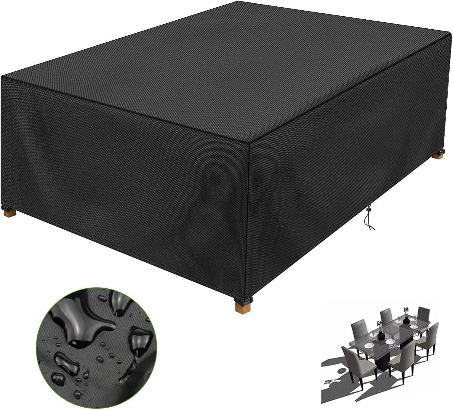 Generico Telo Copri Mobili Giardino Impermeabile 600d Antivento Antipioggia | Resistente Ai Raggi E Alla Luce Solare, Adatto Per Tavoli (200x100x85cm)