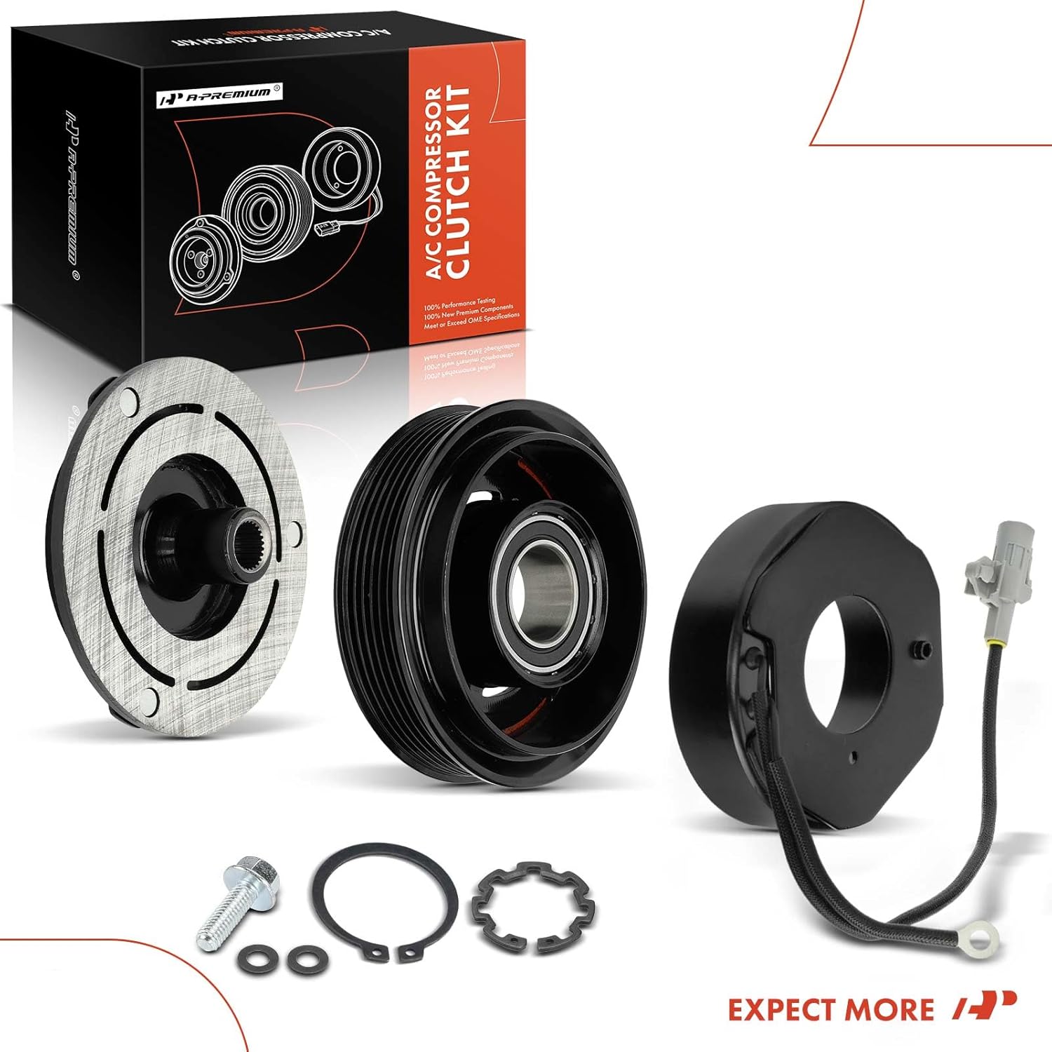 A-Premium Air Conditioner AC Compressor Clutch Kit Compatible with Toyota Tundra 2000-2006 4.7L