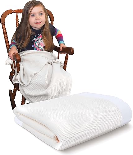 Manta térmica para bebé con ribete de nailon satinado, 36 x 50 pulgadas (ribete de nailon, blanco)