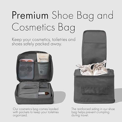 Miniatura 3 de (No fabricado en China) Juego de 8 cubos de embalaje para viajes, equipaje y maleta, nailon ligero e impermeable (peltre)