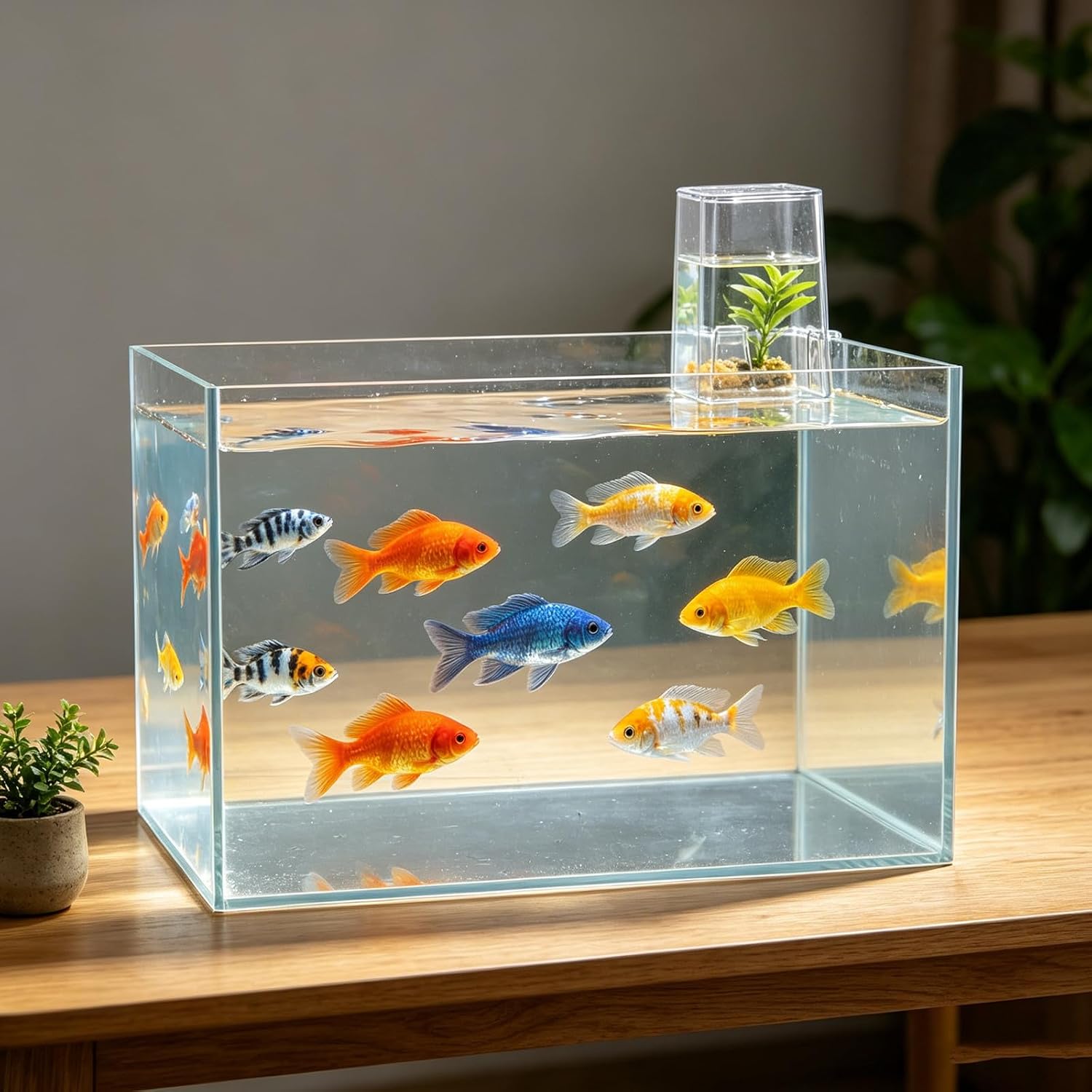 WOONEKY Negative Pressure Fish Tank Space-Saving Wall-Mounted Aquarium with Automatic Water Refill, Plastic Hanging Aquarium Bowl for Betta and Guppy Fish for Apartments and Bedrooms