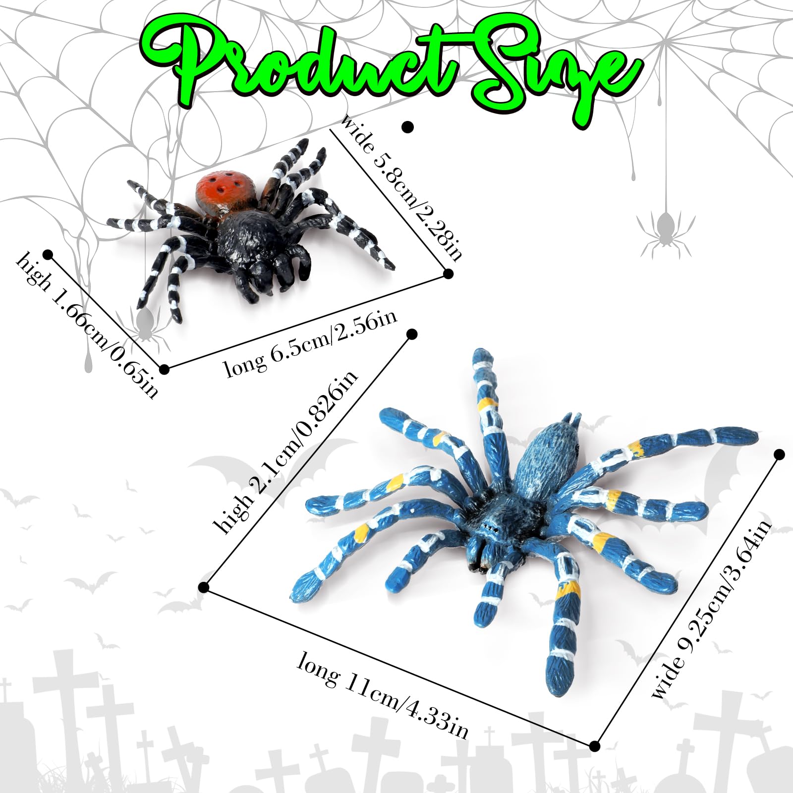Amaxiu Lot De 2 Araignées Géantes Réalistes – Figurines PVC Effrayantes Pour Halloween, Déco Maison Hantée, Farces Et Accessoires De Fête