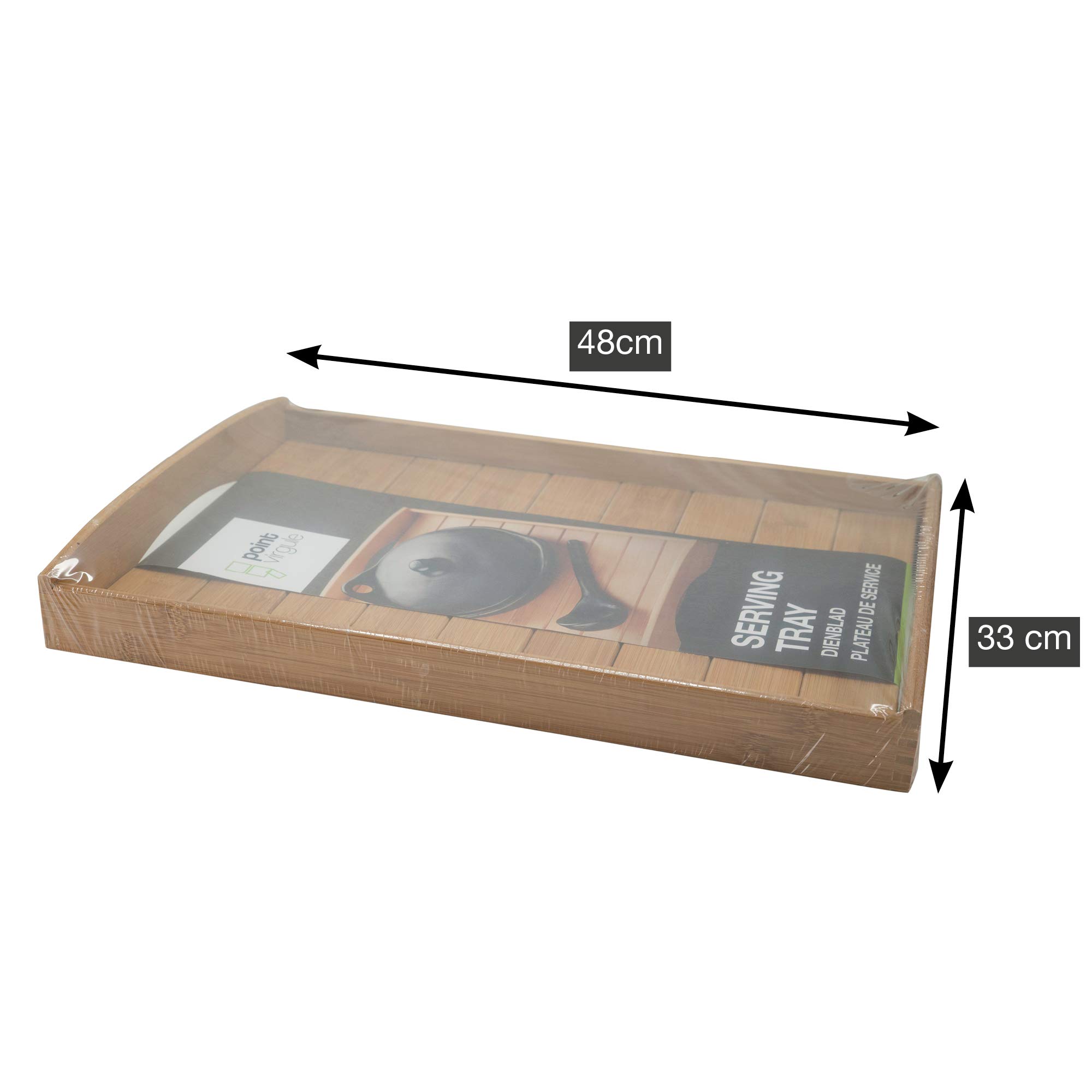 Point-Virgule Serviertablett aus Bambus mit Handgriffe, großes holztablett rechteckig für Küche, Bambus, 48x33x6cm