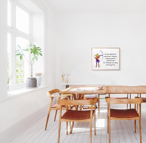 Miniatura 8 de Dignovel Studios 8 x 10 sin marco de tiro con arco deportivo niña acuarela impresión mujer flecha arco caza citas inspiradoras arte pared oficina