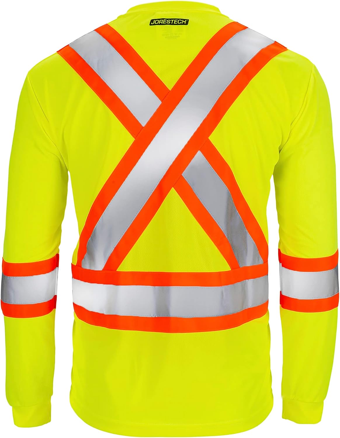 JORESTECH High-Visibility Long Sleeve Safety T-Shirt with Reflective X Back, ANSI & CSA Compliant (S-TS-15)