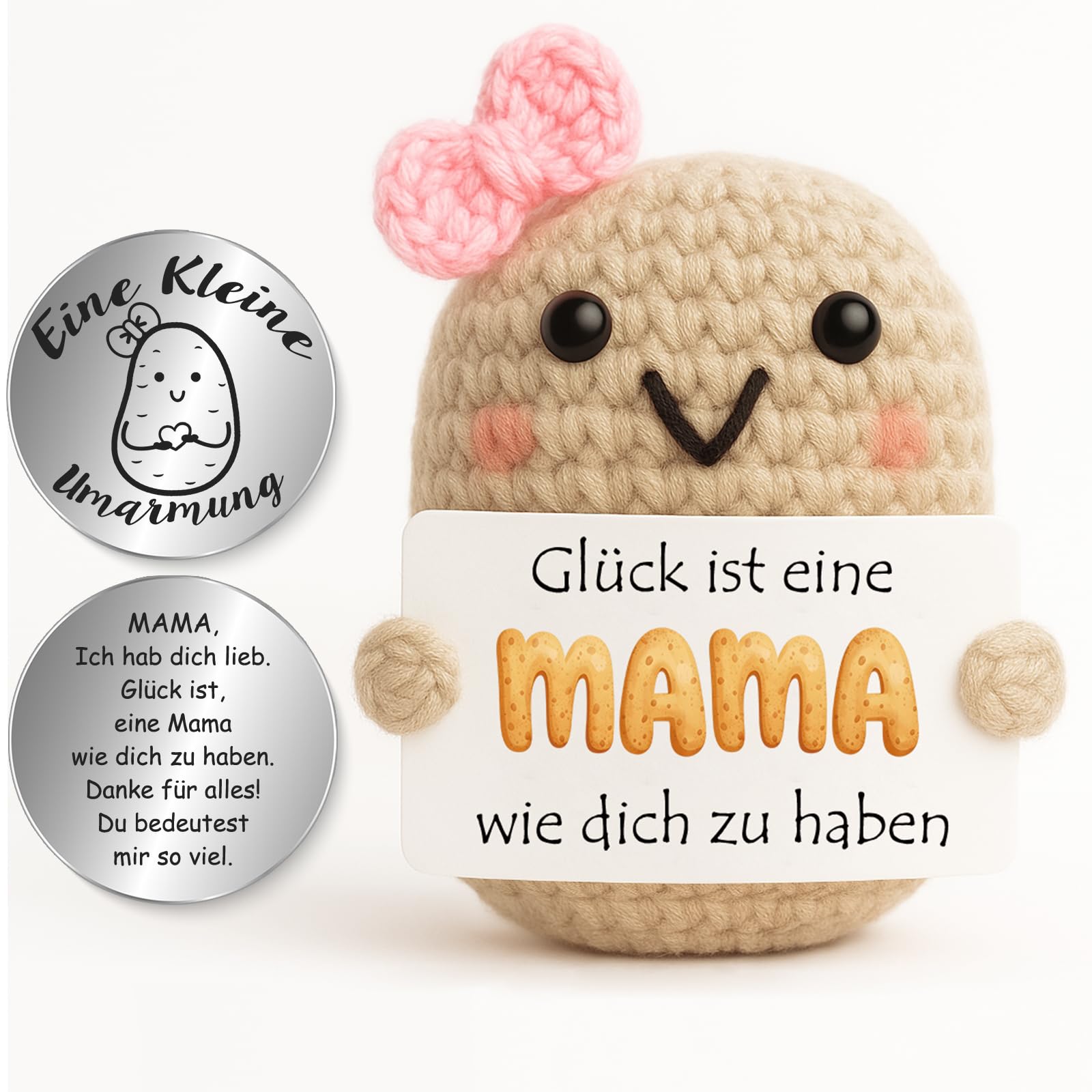 Tixlux Pocket Hug Muttertagsgeschenk Kartoffel, Geschenk für Mama, Handgefertigte Strickwolle Kartoffel-Figur mit Umarmung Glücksbringer, Muttertag, Geburtstag, Gute Besserung, Weihnachten