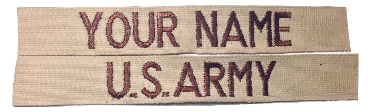 JSM Auto 2 Piece Desert Tan Name & Branch Tape Set, Sew-On, Custom Army Marine Tape, Customized