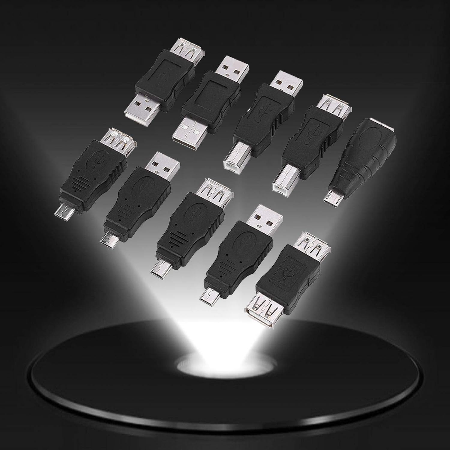 AYNEFY Mini USB to Micro USB Adapter, 40 Pcs Multiple USB2.0 Adapters Angled Mini Micro TypeB Male Female Converters Connectors Micro USB Adapter