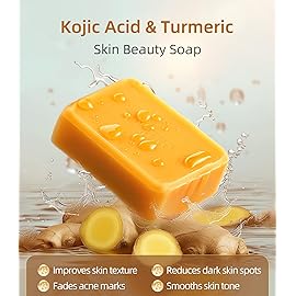 LOYATRO Kojic Acid Turmeric Soap Bar Dark Spots for Face & Body, Deep Cleansing, Gentle Soap Sensitive Skin Formula, All Skin Types