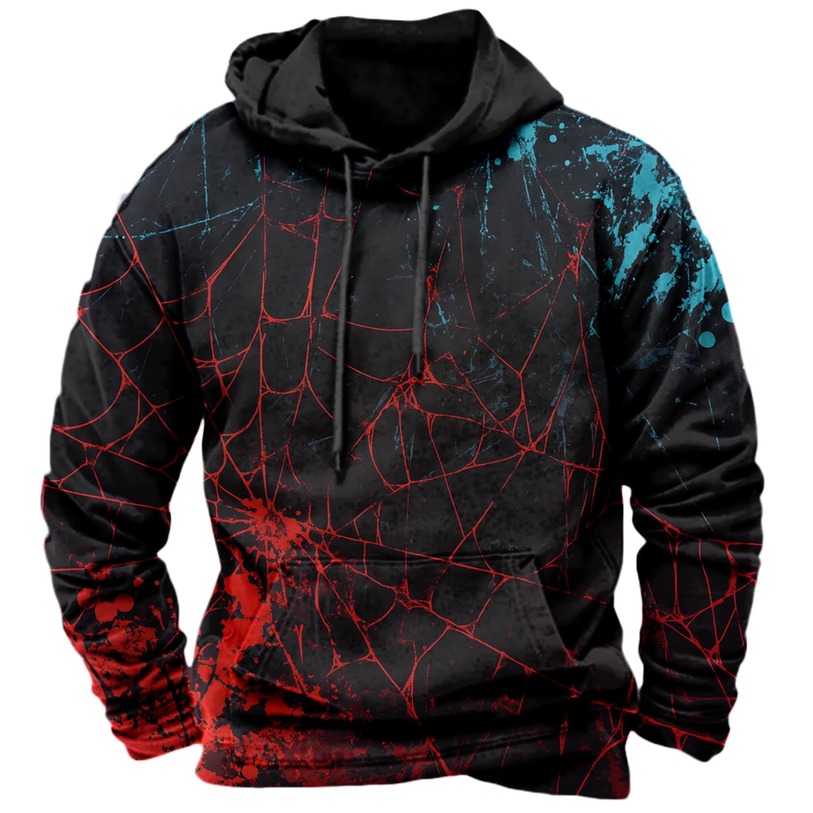 MARSVOVO Cool Hoodies for Men Novelty Graphic Pullover Sweatshirt Oversized Drawstring Fall Comfort Hooded Sweatshirt