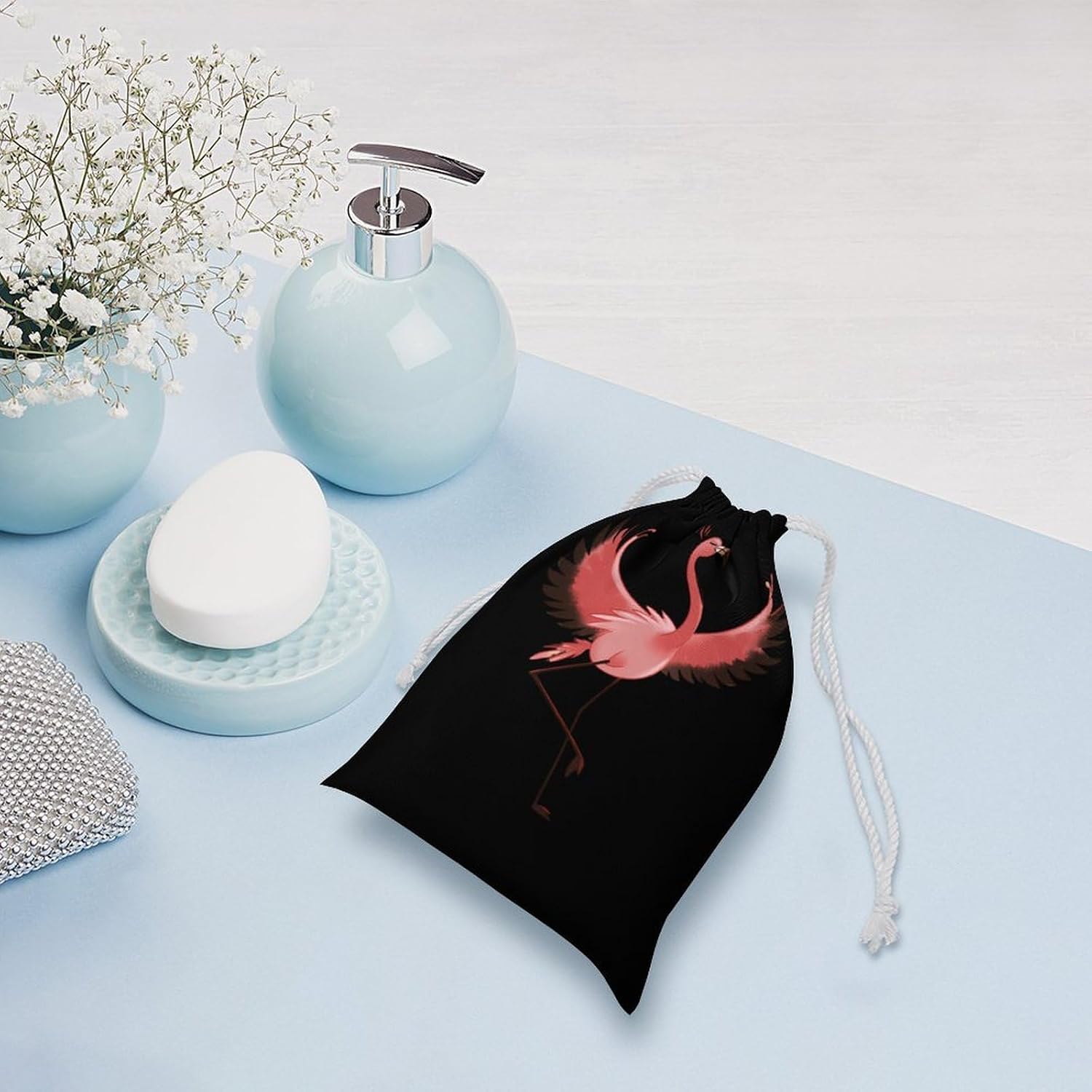 Flamingo Drawstring Storage Bag Gift Pouches 8 * 9 image 5