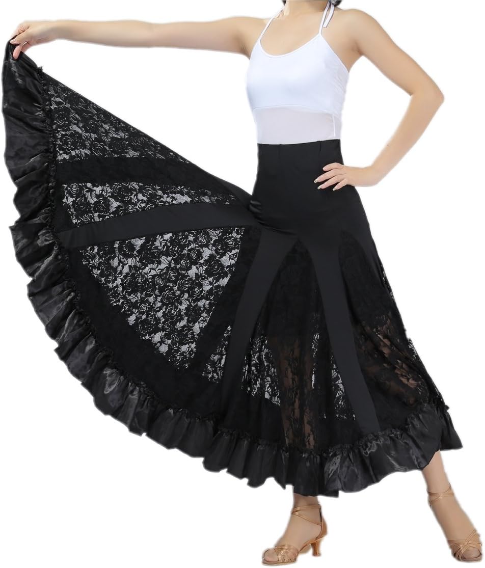 CISMARK® Elegant Ballroom Dancing Latin Dance Party Long Swing Race Skirt