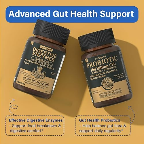 Miniatura 8 de Suplemento de enzimas digestivas con 100 mil millones de UFC probióticos orgánicos y prebióticos - Fórmula multienzimática para mujeres y hombres -