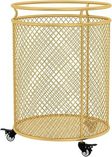 ZJYWMM Panier Salle De Bains en Fer Forgé Or Panier À Linge Grille Circulaire Vêtements Sale Panier À Linge Organisateur De Rangement pour Collection De Jouets Panier De Rangement