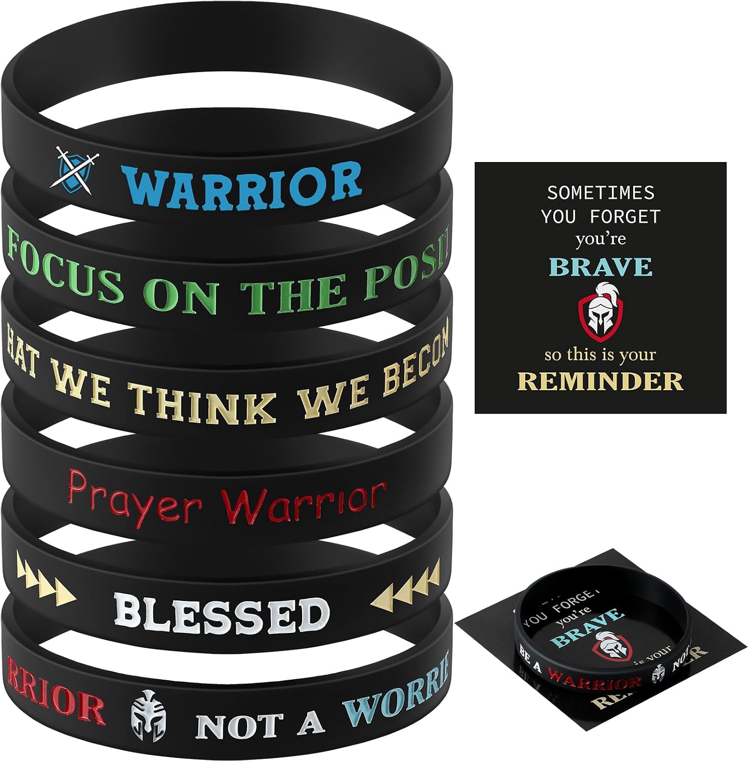 6 Pcs Men Motivational Bracelets Rubber Wristbands Christian Gifts