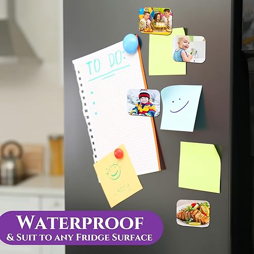 Miniatura 3 de Xuhal 96 imanes gruesos de sublimación en blanco, imanes de sublimación para refrigerador con 48 piezas en blanco cuadrados más grandes, 48 imanes