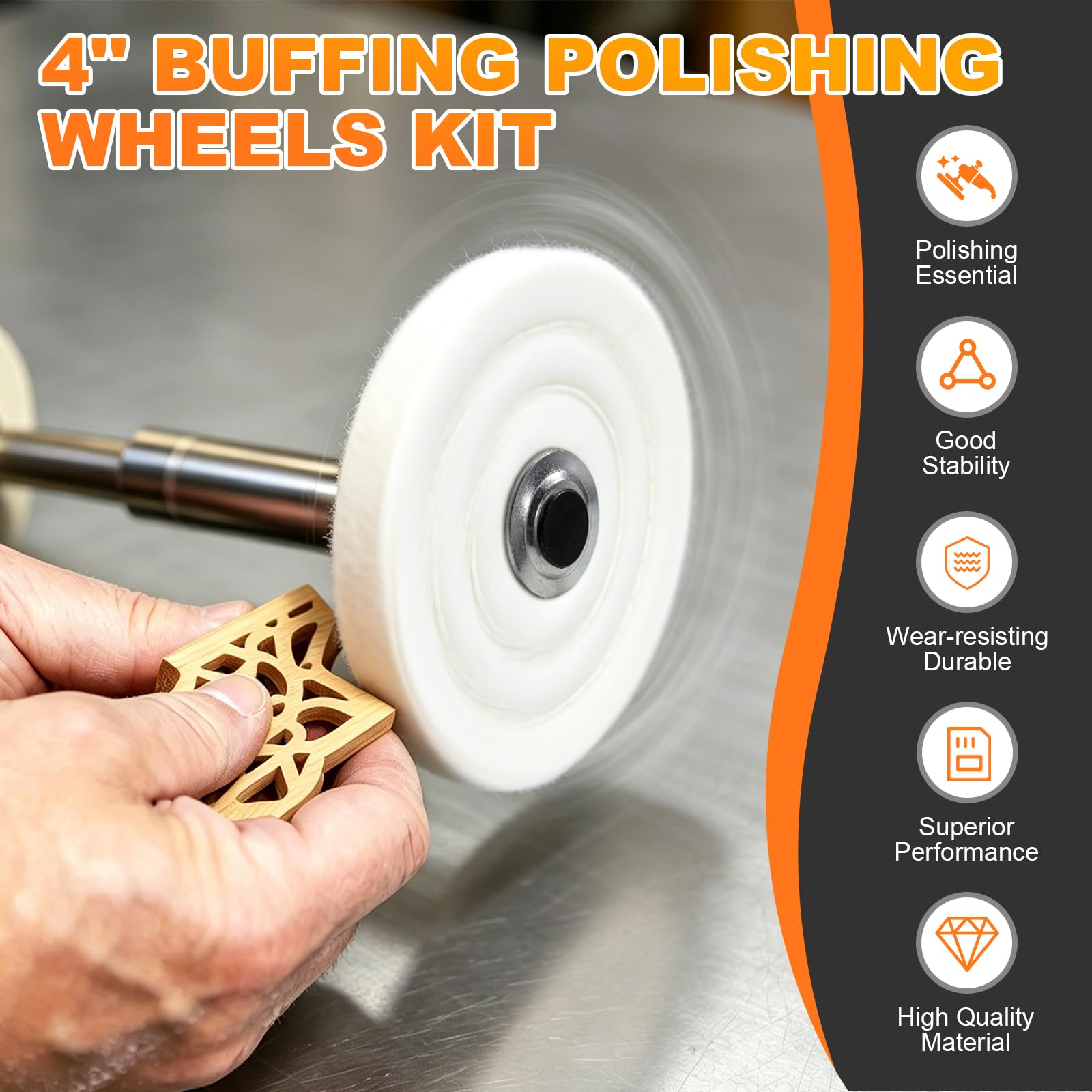 Kit da 8 Pezzi di Ruote Lucidanti da 100 mm – 4 Dischi Abrasivi con 3 Paste Lucidanti e Adattatore, Foro da 1/2" (12,7 mm), per Levigatrice a Banco, Trapano e Avvitatore (12)