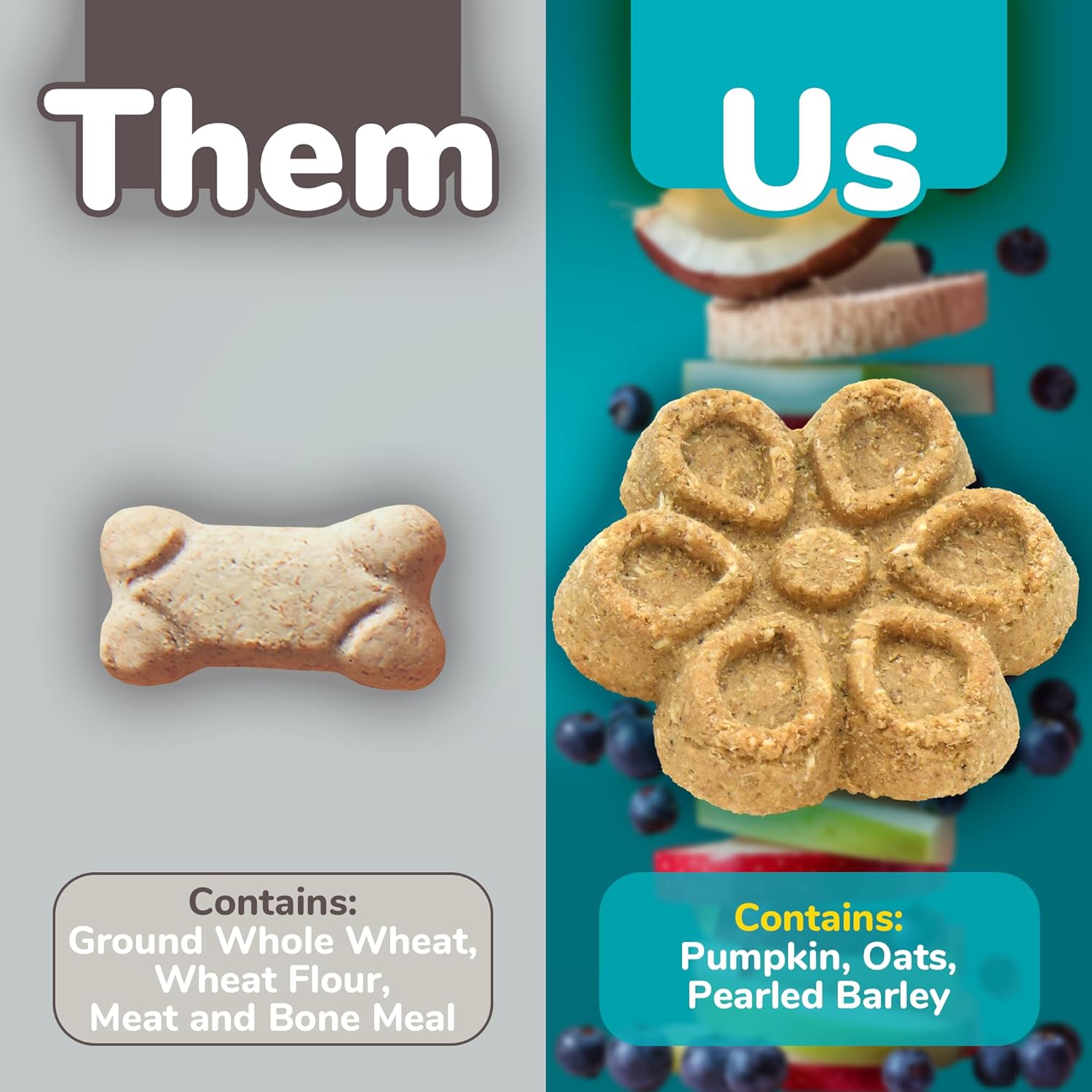 Fruitables Biggies Soft & Chewy Dog Treats Variety Pack – Peanut Butter Banana + Almond Butter Coconut, 16 oz Bags (Pack of 4, 2 of Each), Made with Real Ingredients