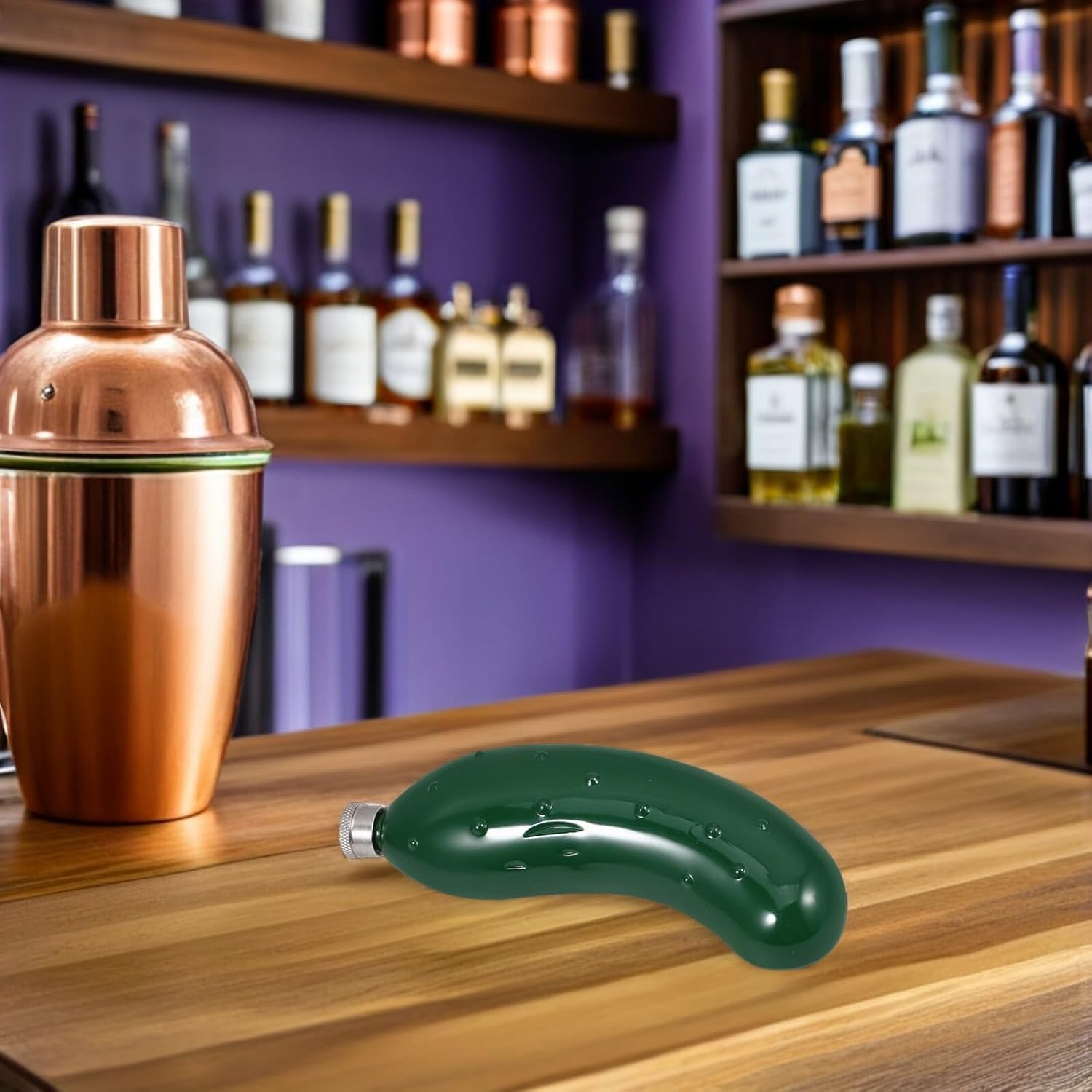 2pcs Stainless Steel Pocket Whiskey Flask Cucumber Shaped for Men image 4