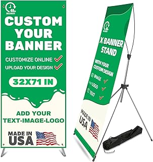 Custom Banner with X Stand 32" X 71",Banners and Signs Customize,Portable Retractable Banner with Travel Bag for Advertising, Party,Graduation Celebration,Exhibition-only banner