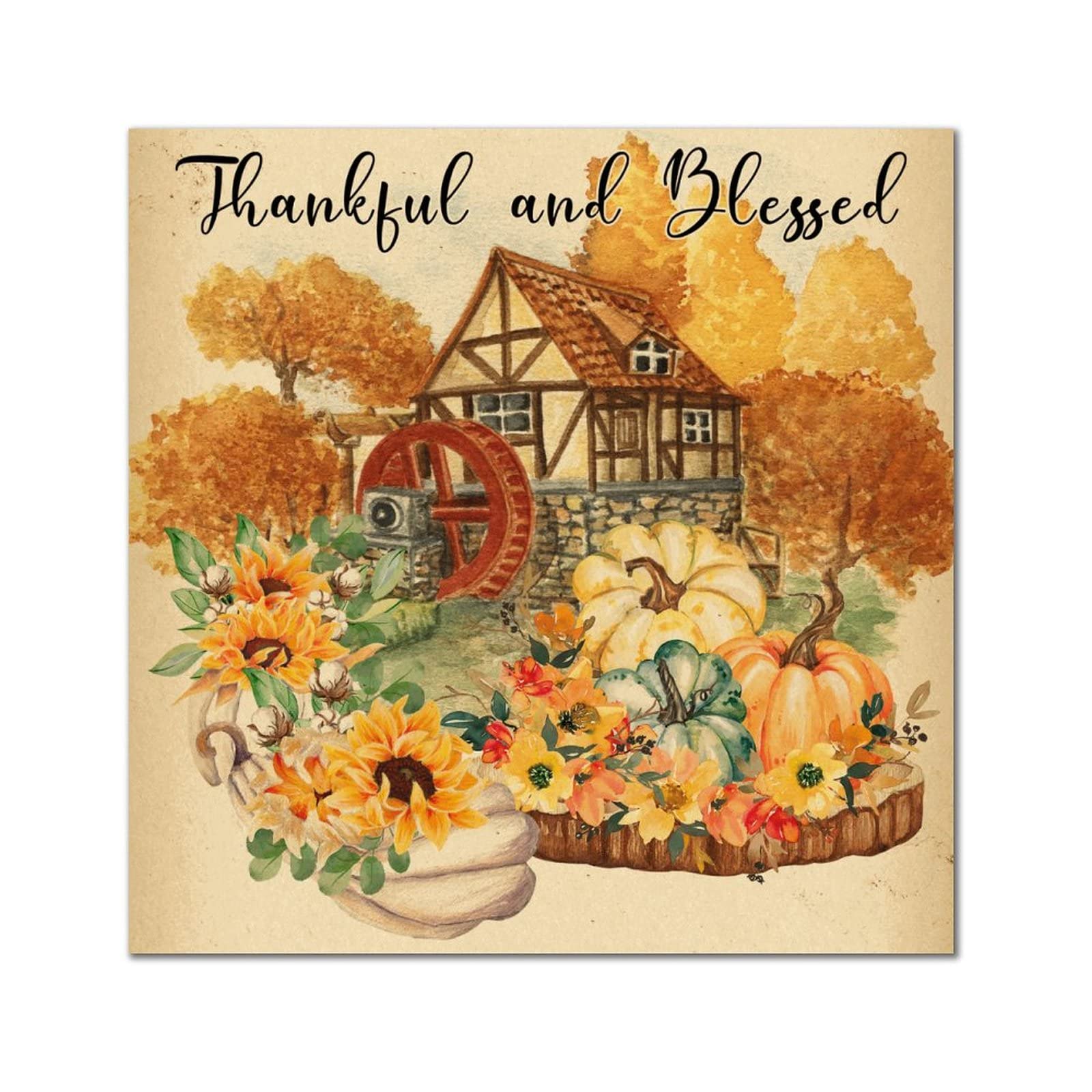 Cadeau de pendaison de crémaillère : plaque murale Thankful and Blessed en bois