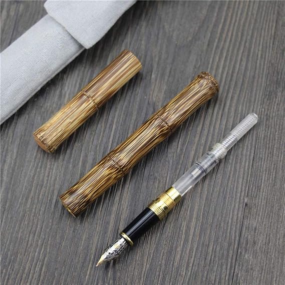 Handmade Bamboo Fountain Pen Ink Pen Art Fountain Pen F Nib Office Writing Gift