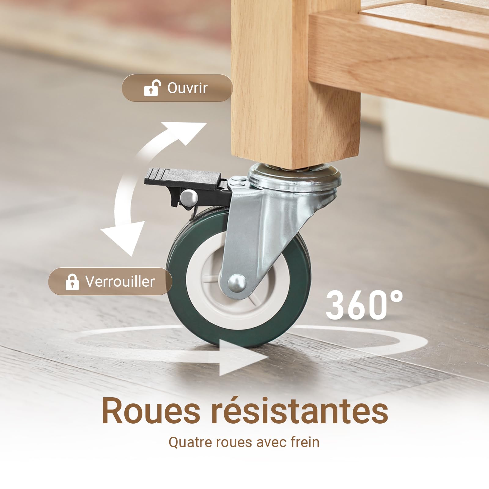 SoBuy Desserte de Cuisine à roulettes en hévéa, 2 tiroirs, 80×40×90 cm