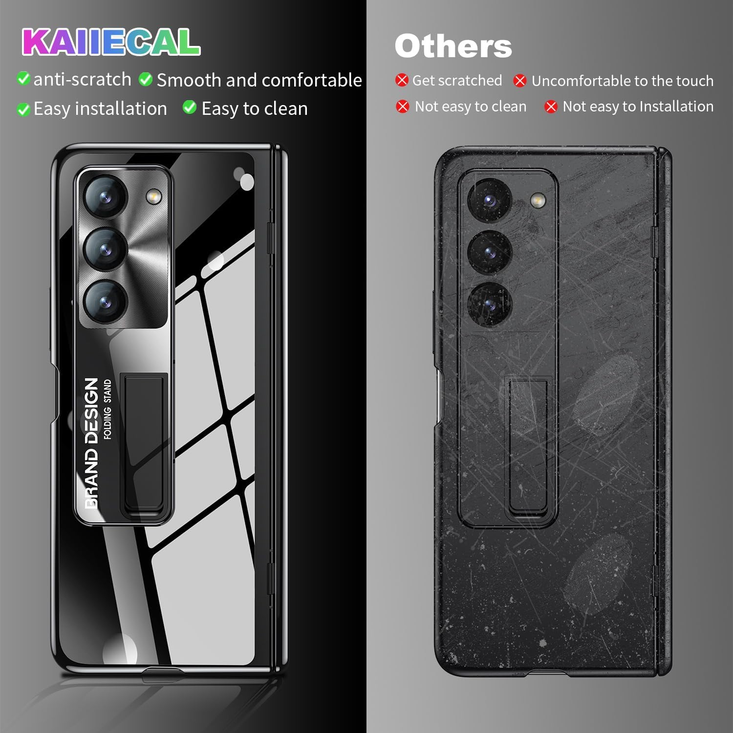 Kaiiecal for Samsung Galaxy Z Fold 5 Case: Sleek Clear Electroplated Stand Protective Phone Case - Anti-Scratches Elegant Luxury Cover for Galaxy Z Fold 5 5G 2023