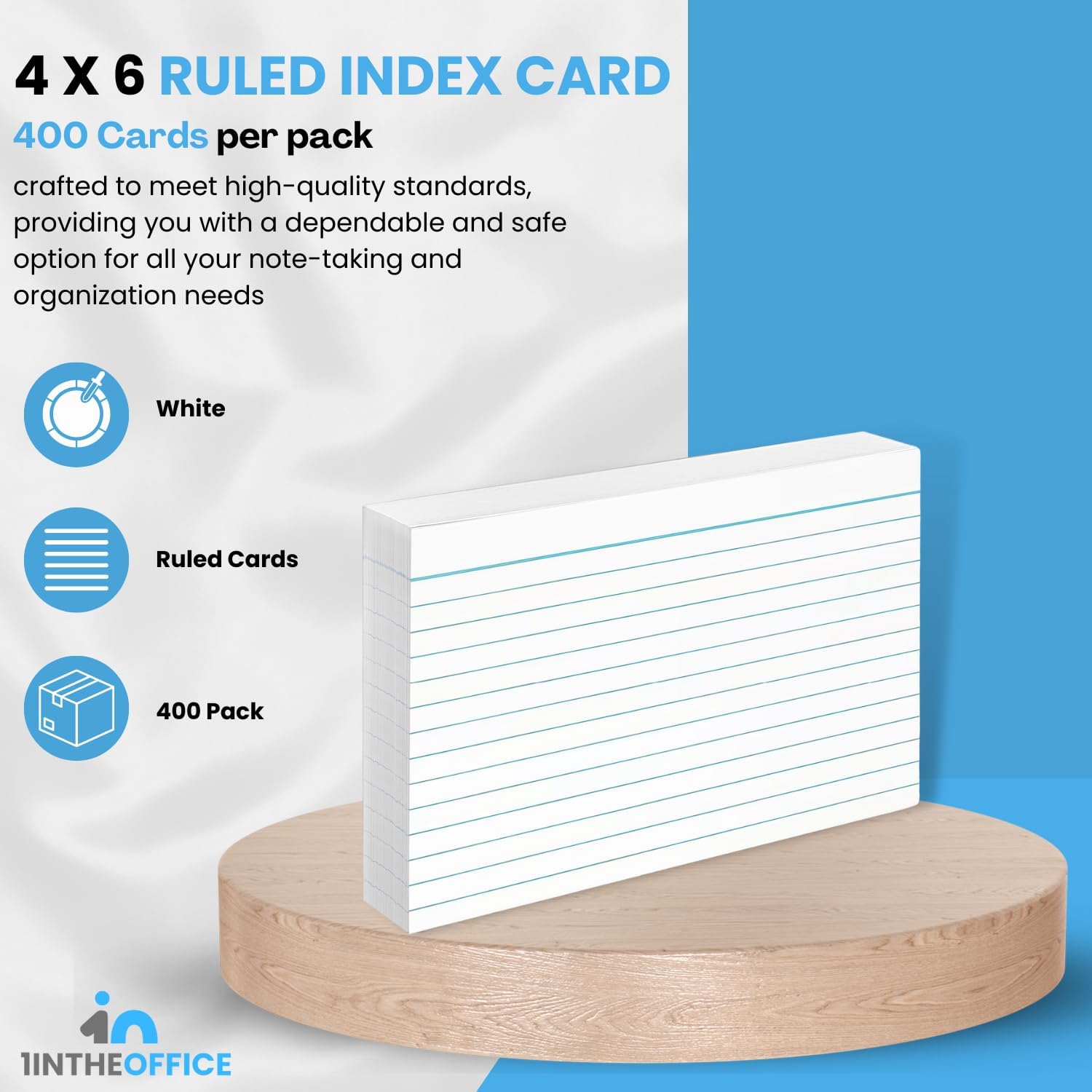 1InTheOffice 4 x 6 インデックスカード 罫線入りノートカード ホワイト 100枚 4パック