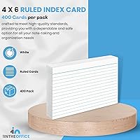 Vista 2 de 1InTheOffice Index Cards 4 x 6, tarjetas de índice con rayas, color blanco, 100 piezas, paquete de 4