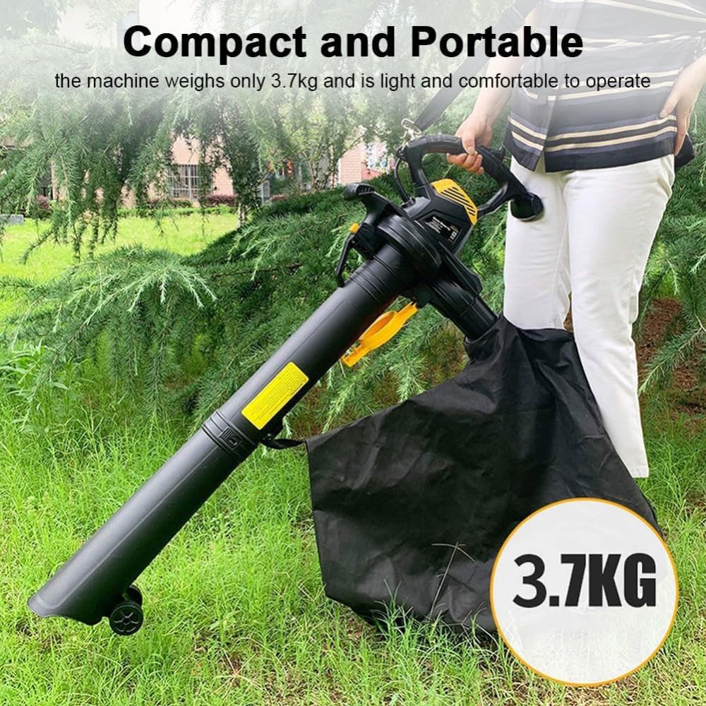 Aspiradora eléctrica de jardín, soplador de hojas de 3800 W y trituradora al vacío, bolsa de colección de 40 L, relación de trituración 16:1 para hojas, astillas, polvo, desechos