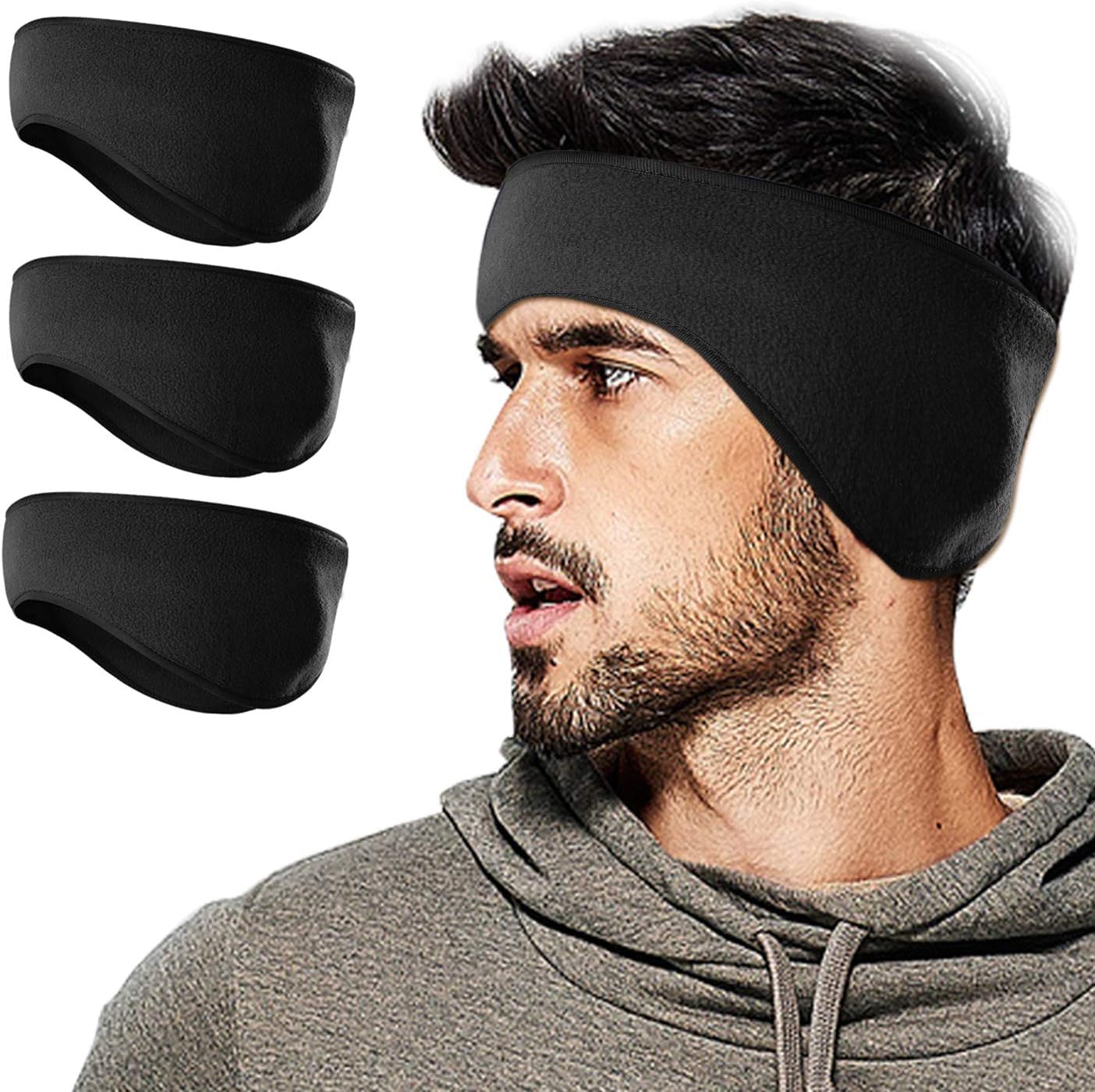 Winter Ear muffs For Men & Women, Fleece Ear Warmers Headband Perfect for Running Yoga Skiing Riding Bike in Cold and Freezing Days Pack Of 3