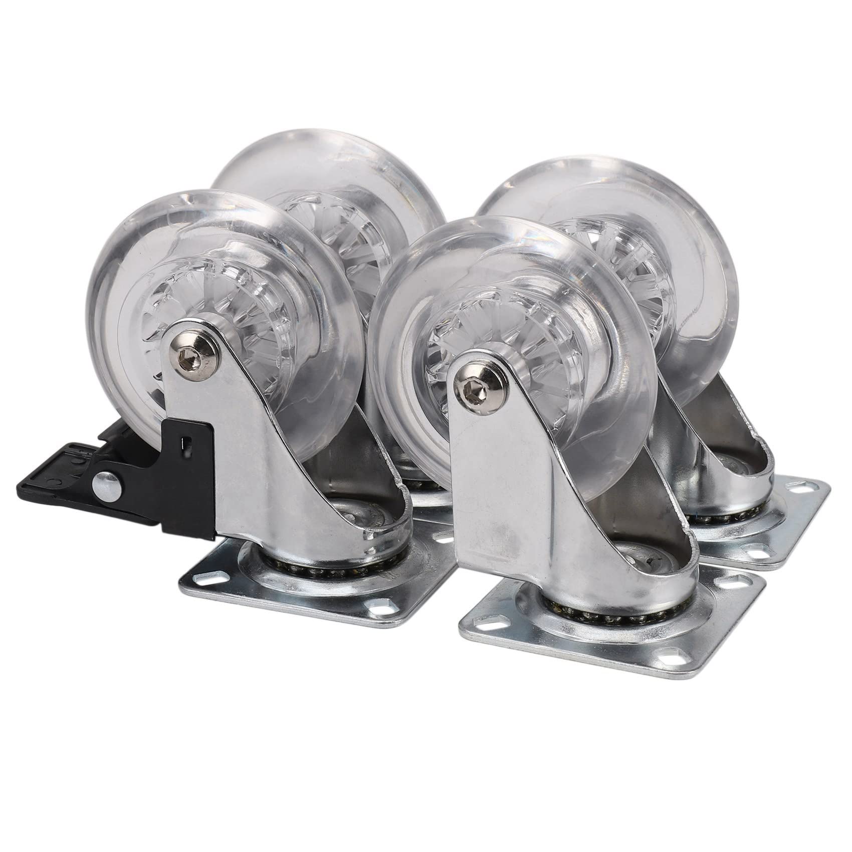8 x Schwerlast 75mm Lenkrollen Trolley MöBelrolle mit Bremsen - Ladekapazität 100Kg Pro Rad (Set mit 4 x Schwenk & 4 x Gebremst)