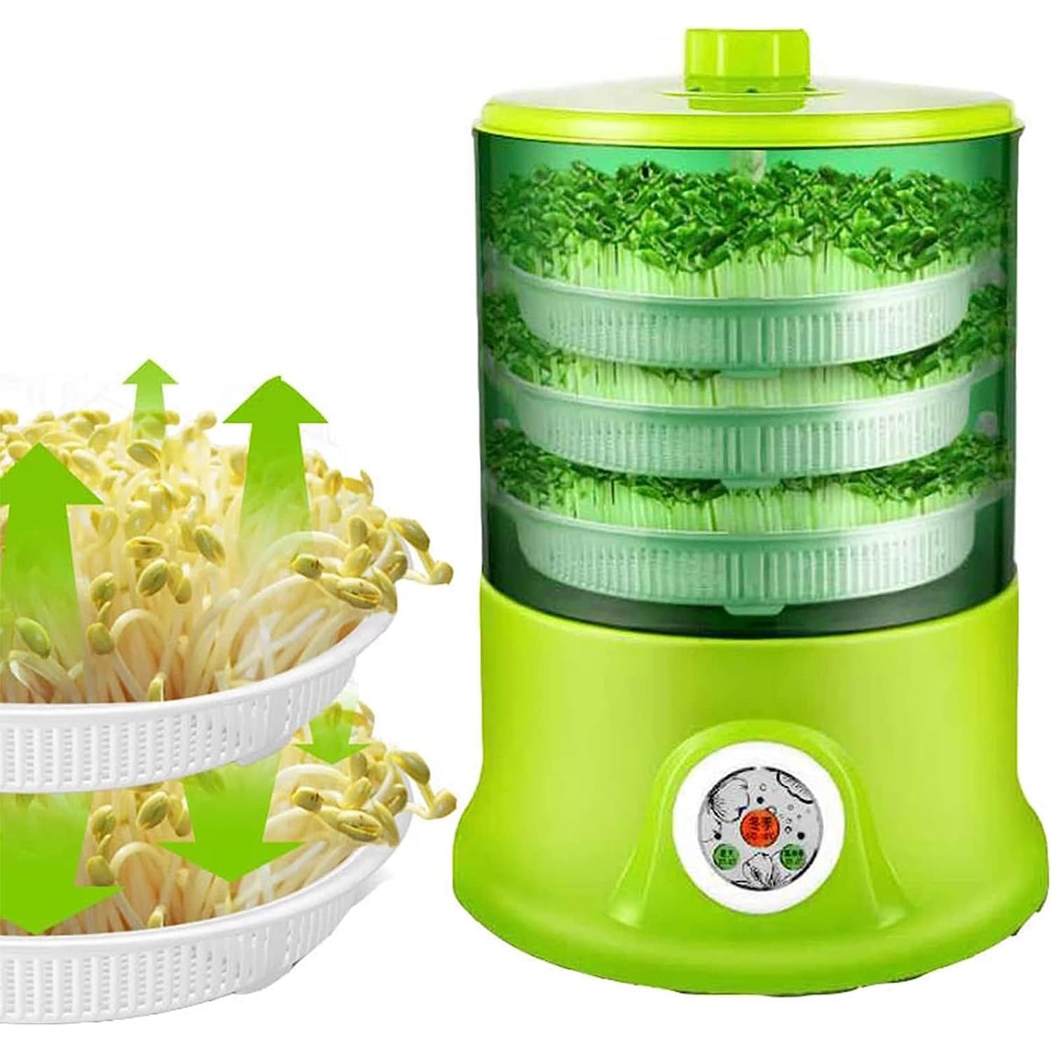 Automatische Keimmaschine, Sojasprossen-Anbaumaschine, mit LED-Anzeige und Druckplatte, automatische 360-Grad-Bewässerung, zur Herstellung von Sojasprossen, Natto, Reiswein usw