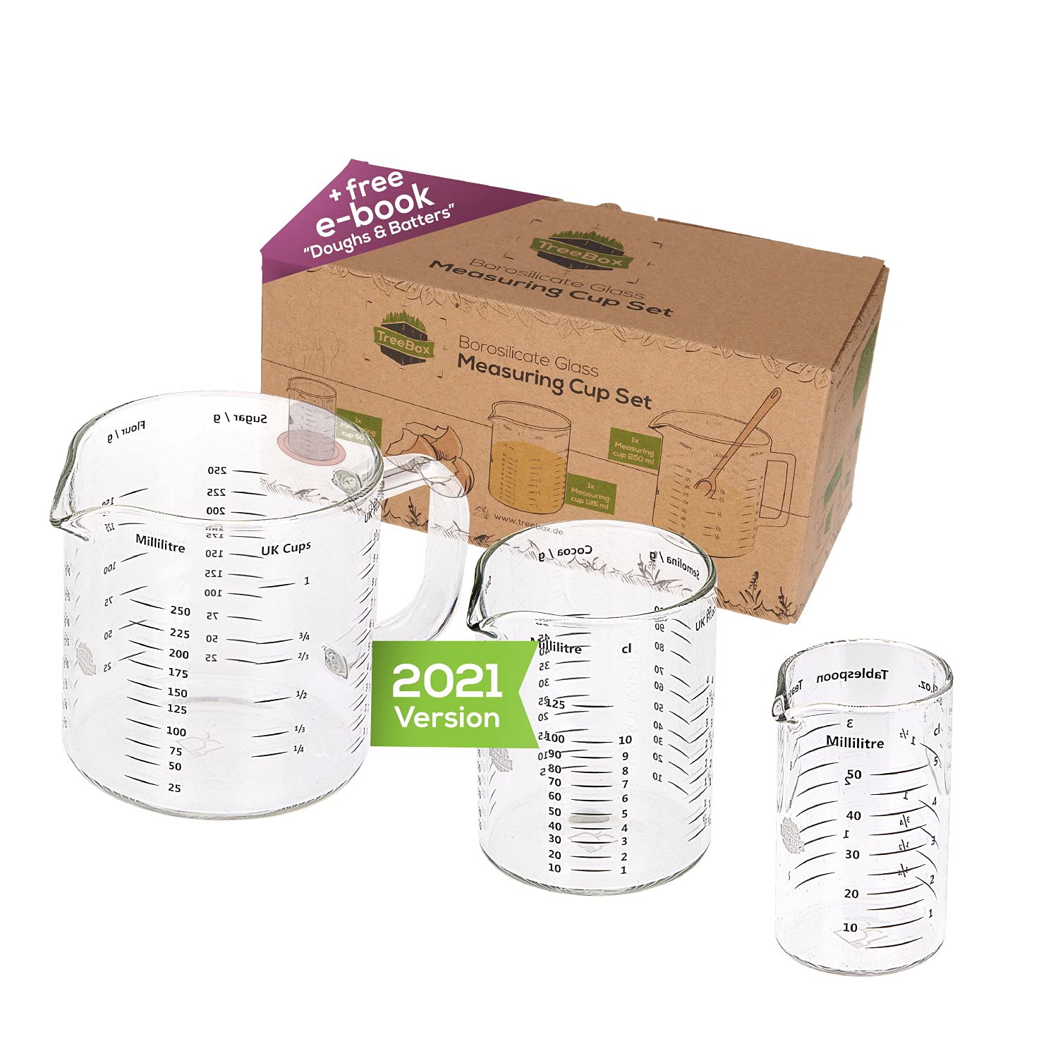Buy TreeBox Glass Measuring Cups Measuring Jugs Set of 3, (250ml