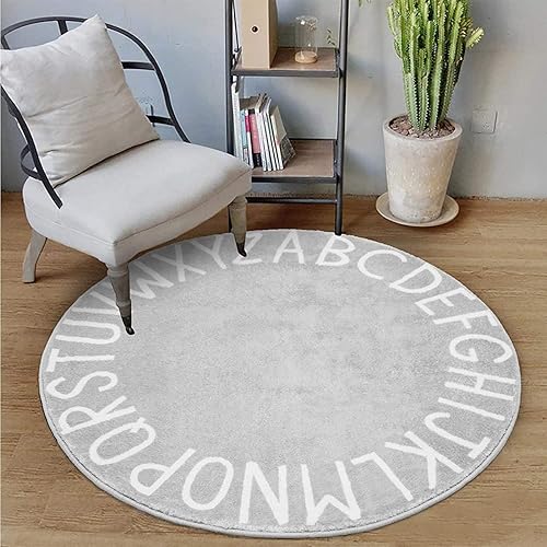 Miniatura 9 de Topotdor Alfombra redonda de juego para niños, del alfabeto, alfombra de área para guardería, alfombra de juego extra grande y suave para dormitorio