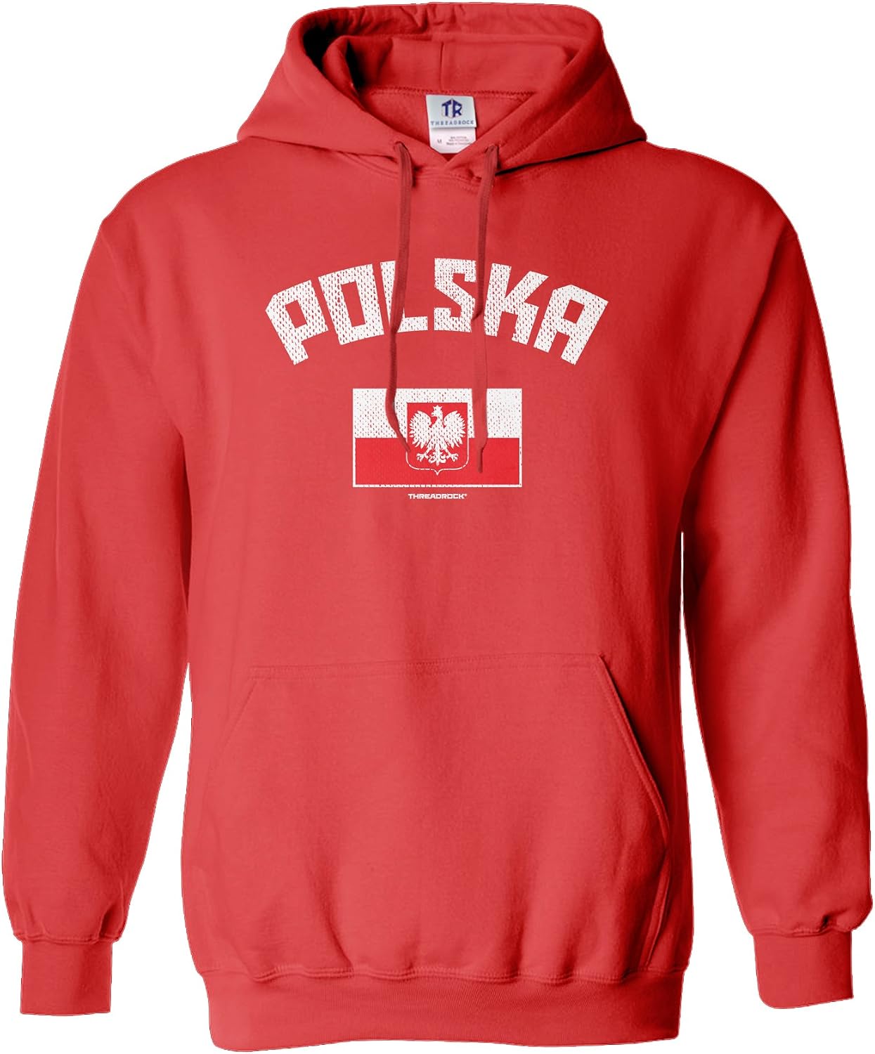 Threadrock Men's Polska Polish Flag Hoodie Sweatshirt
