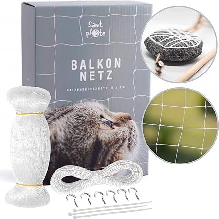 Katzennetz 5x10m Transparent - Balkonnetz Ohne Bohren | Drahtverstärkt & Wetterfest