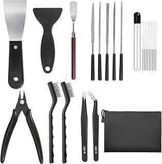 24 Stück 3D Drucker Zubehör Set, 3D Drucker Werkzeug Set mit Düsenreinigungsnadeln, Spachtelmesser, Drahtbürste, Pinzette und Zangen, 3D-Drucker Reinigungsset, 3D Printer Accessories