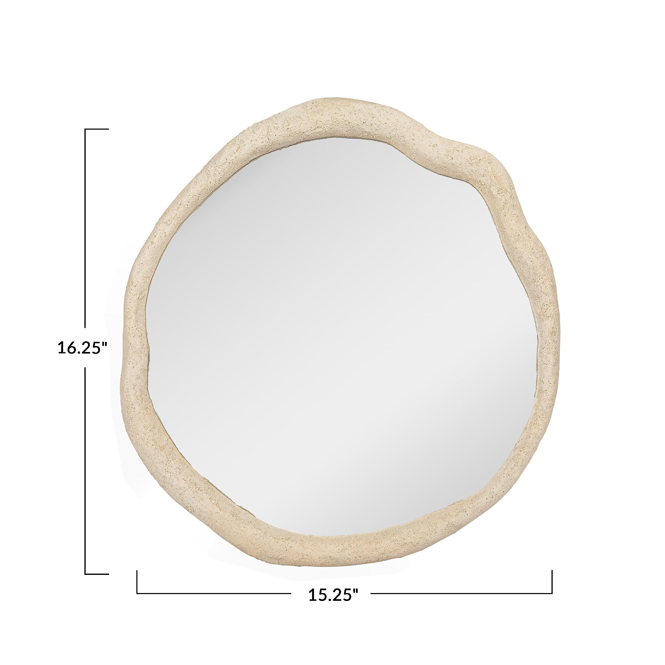 Bloomingville Polyresin Framed Organic Shaped Wall Mirror, Cream