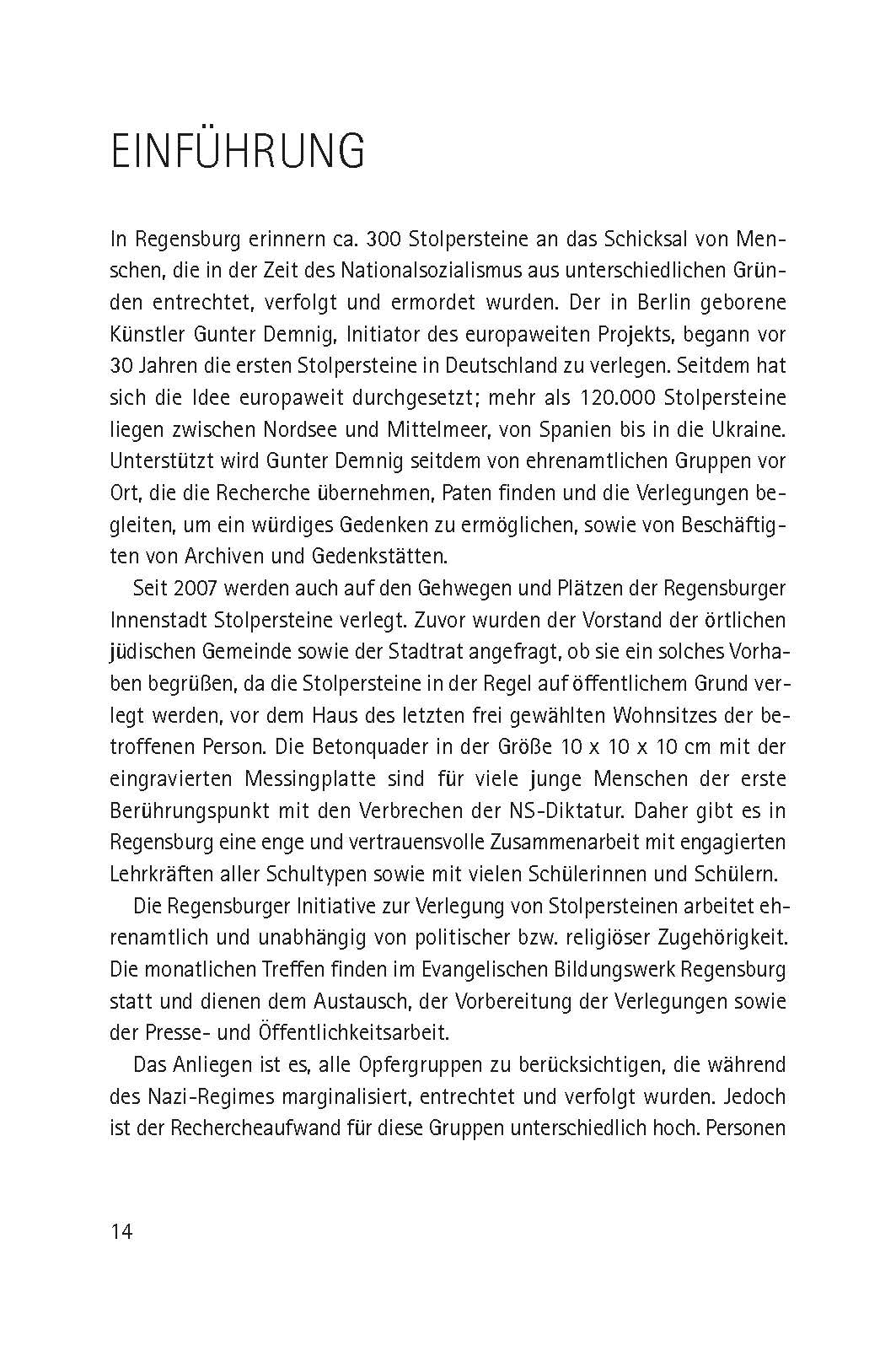 „HIER WOHNTE …“ – Schicksale und Biografien hinter den Stolpersteinen der Stadt Regensburg.: Erinnerungen an die Opfer des Nationalsozialismus